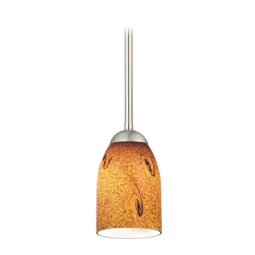 Modern Mini-Pendant Light with Brown Art Glass