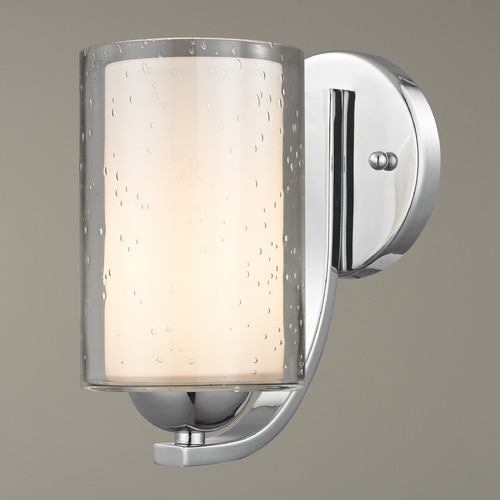 Design Classics Lighting Modern Sconce Seeded Clear / Frosted White Glass Chrome 585-26 GL1061 GL1041C