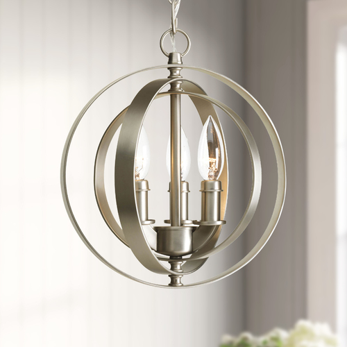 Progress Lighting Equinox Orb Pendant in Burnished Silver by Progress Lighting P5142-126