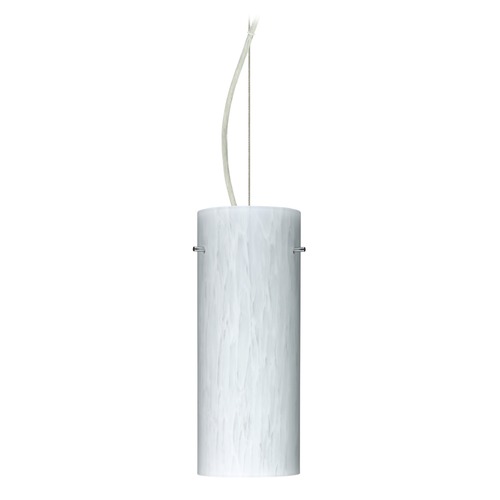 Besa Lighting Stilo Satin Nickel LED Pendant Light with Cylindrical Shade