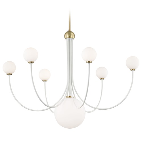 Mitzi by Hudson Valley Coco Aged Brass & White LED Chandelier by Mitzi by Hudson Valley H234807-AGB/WH
