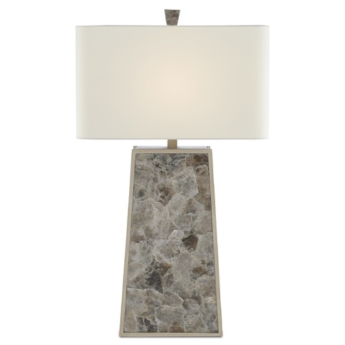 Currey and Company Calloway Light Mica / Silver Leaf Table Lamp with Rectangle Shade