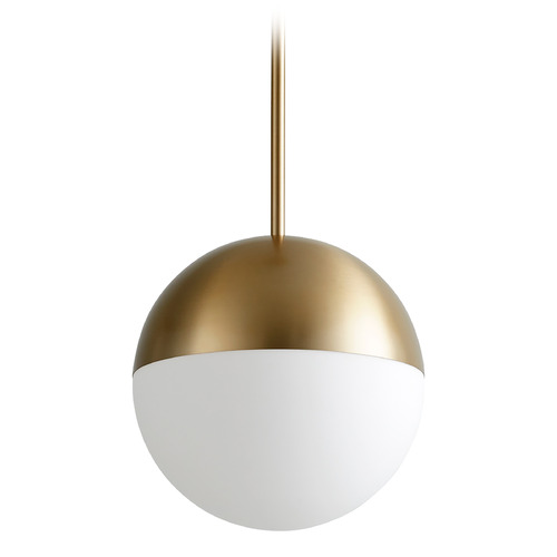 Mondo 12-Inch LED Globe Pendant in Aged Brass by Oxygen Lighting