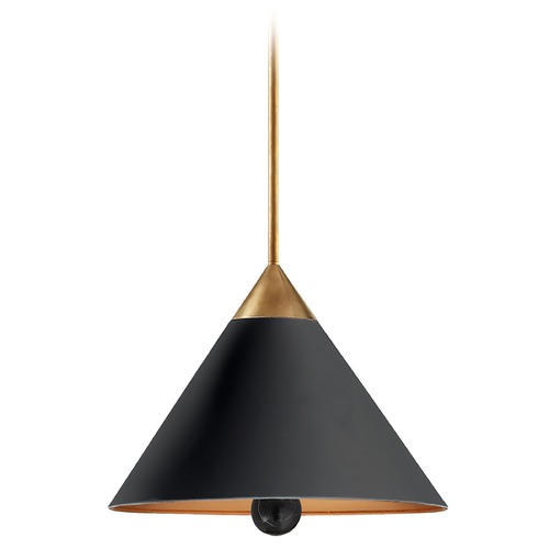 Visual Comfort Signature Collection Kelly Wearstler Cleo Pendant in Brass & Black Marble by Visual Comfort Signature KW5509ABBLKFA