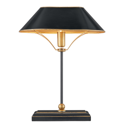 Currey and Company Daphne Black & Antique Gold Table Lamp with Oval Shade