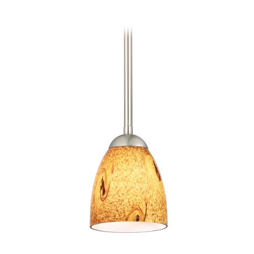 Modern Mini-Pendant Light with Brown Art Glass