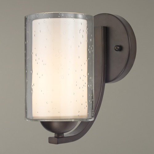 Design Classics Lighting Modern Sconce Seeded Clear / Frosted White Glass Bronze 585-220 GL1061 GL1041C
