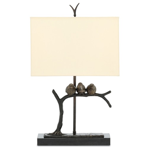 Currey and Company Lighting Currey and Company Sparrow Bronze / Black Table Lamp with Rectangle Shade 6000-0240