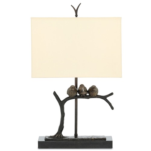 Currey and Company Sparrow Bronze / Black Table Lamp with Rectangle Shade