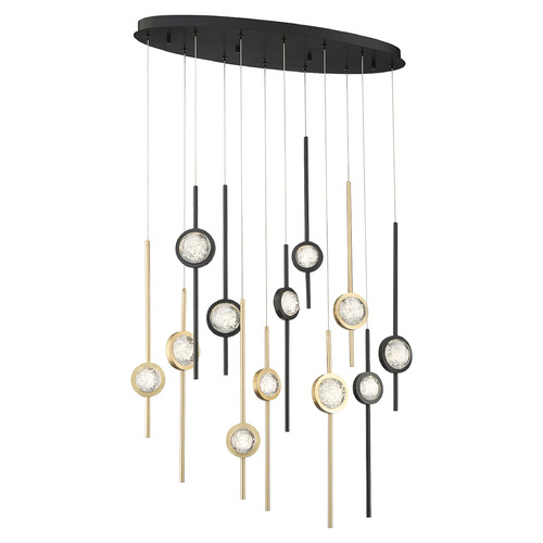 Barletta Oval LED Chandelier in Black & Brass by Eurofase Lighting