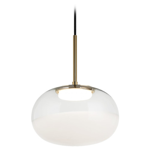 Matteo Lighting Matteo Lighting Jayce Aged Gold Brass LED Pendant Light with Bowl / Dome Shade C60511AGWH