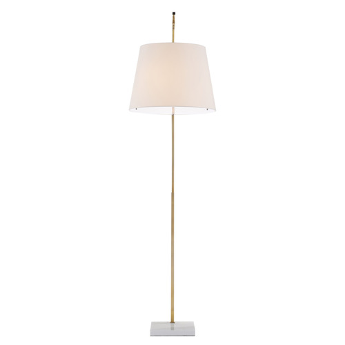Currey and Company Cloister Antique Brass & White Arc Lamp with Empire Shade