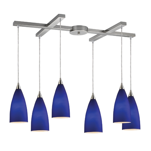 Elk Lighting Modern Multi-Light Pendant Light with Blue Glass and 6-Lights 2581/6