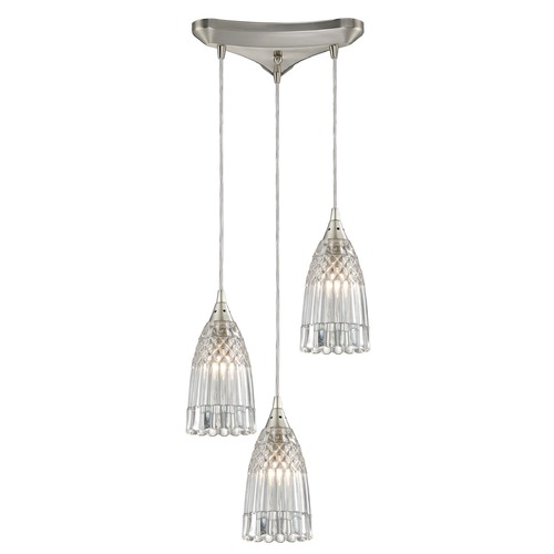 Elk Lighting Elk Lighting Kersey Satin Nickel Multi-Light Pendant with Bowl / Dome Shade 10458/3