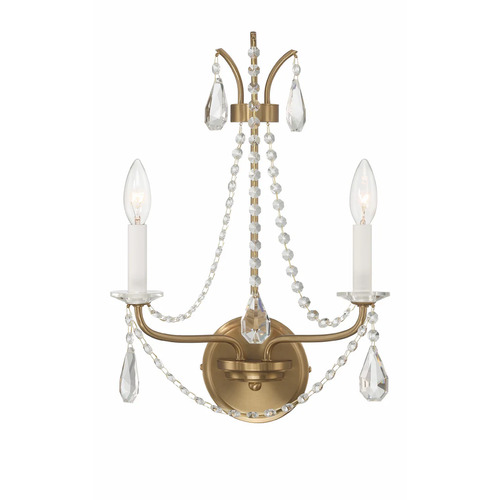 Crystorama Lighting Karrington Wall Sconce in Aged Brass by Crystorama Lighting KAR-90902-AG-CL-MWP