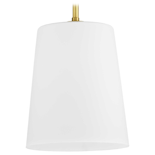 Progress Lighting Clarion Satin Brass Mini-Pendant Light with Conical Shade