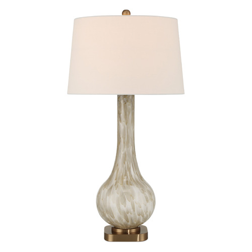 Currey and Company Lighting Currey and Company Bombon Pale Brown & Off-White & Antique Brass Table Lamp with Empire Shade 6000-1025
