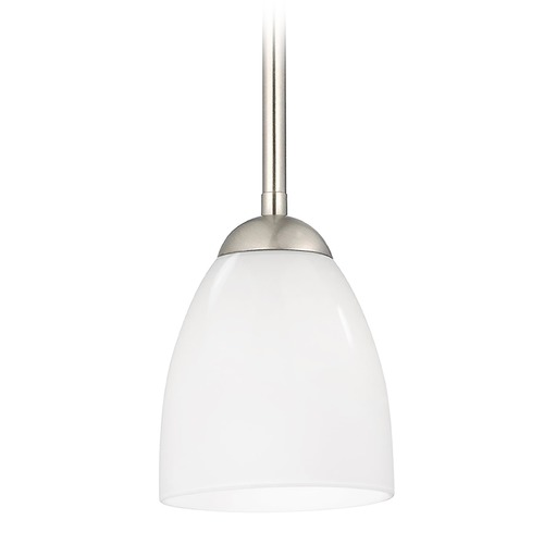 Contemporary Mini-Pendant Light with Opal White Bell Glass Shade
