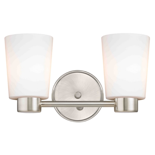 Aon Fuse Contemporary Satin Nickel Bathroom Light with Cone Glass