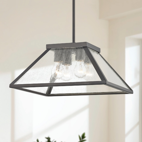 Design Classics Lighting Industrial Pendant Light in Bronze with Tapered Square Glass 1816-220