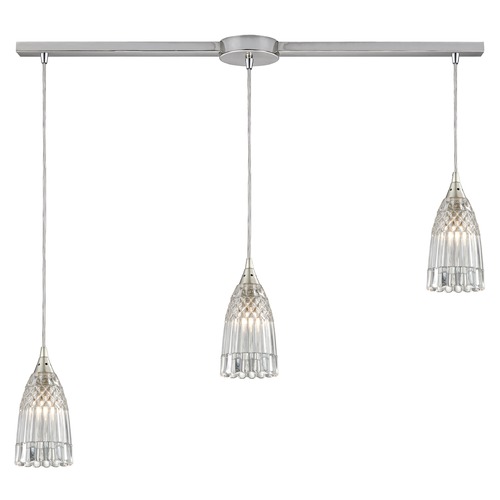 Elk Lighting Elk Lighting Kersey Satin Nickel Multi-Light Pendant with Bowl / Dome Shade 10458/3L