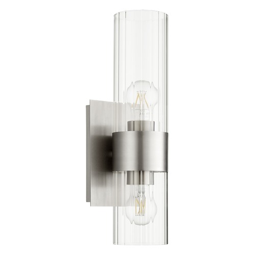 Quorum Lighting 2-Light Wall Sconce in Satin Nickel with Clear Fluted Glass by Quorum Lighting 5826-2-65