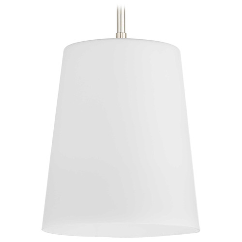 Progress Lighting Progress Lighting Clarion Polished Nickel Mini-Pendant Light with Conical Shade P500429-104