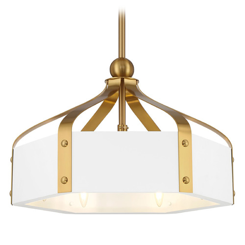Savoy House Lighting Sheffield White with Warm Brass Accents LED Ceiling Fan with Light