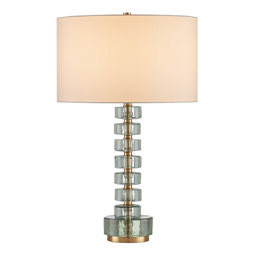 Currey and Company Lighting Currey and Company Mystras Clear & Antique Brass Table Lamp with Drum Shade 6000-0985