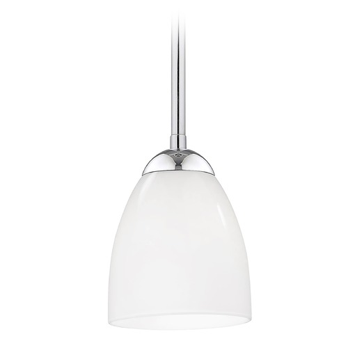 Chrome Mini-Pendant Light with Opal White Bell Glass Shade