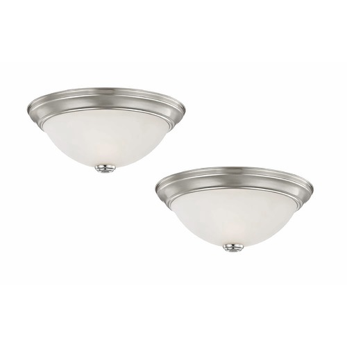 Design Classics Lighting LED 11-Inch Satin Nickel Flushmount Lights with White Glass - Pack of Two 611-09/WH  (2 PACK)