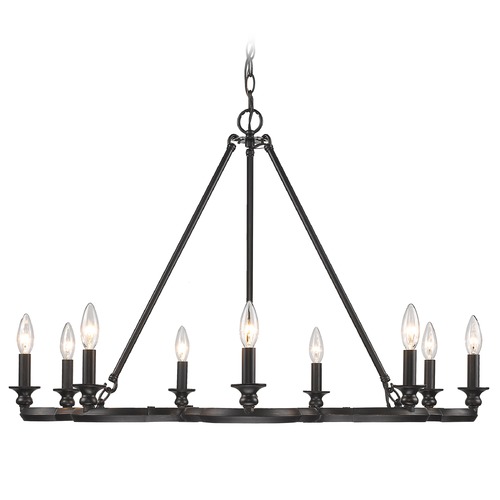 Golden Lighting Saxon Aged Bronze Chandelier by Golden Lighting 5926-9 ABZ