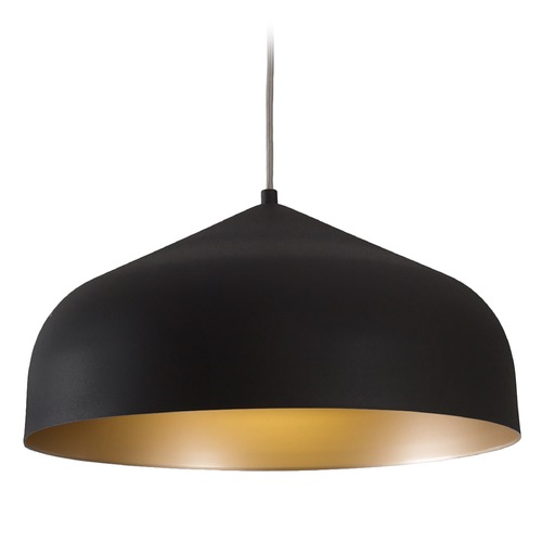 Helena 17-Inch LED Mini Pendant in Black with Gold Interior by Kuzco Lighting