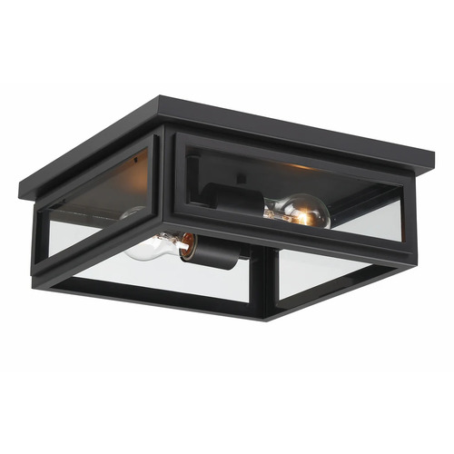 Crystorama Lighting Byron 12.75-Inch Outdoor Flush Mount in Black by Crystorama Lighting BYR-80100-MK