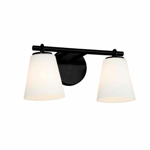 Justice Design Group Alpino 2-Light Bath Light in Black by Evolv by Justice Design Group FSN-8032-OPAL-MBLK