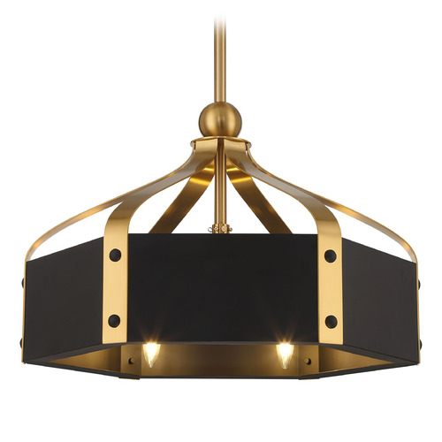 Savoy House Lighting Sheffield Matte Black with Warm Brass Accents LED Ceiling Fan with Light