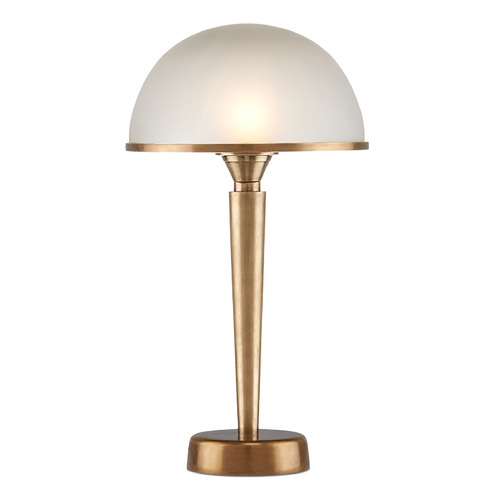 Currey and Company Gatsby Antique Brass LED Table Lamp with Bowl / Dome Shade