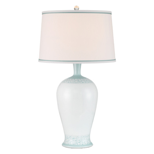 Currey and Company Lighting Currey and Company Ketty White & Light Blue Table Lamp with Empire Shade 6000-1027