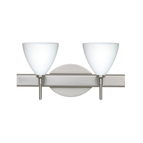 Modern Bathroom Light White Glass Satin Nickel by Besa Lighting