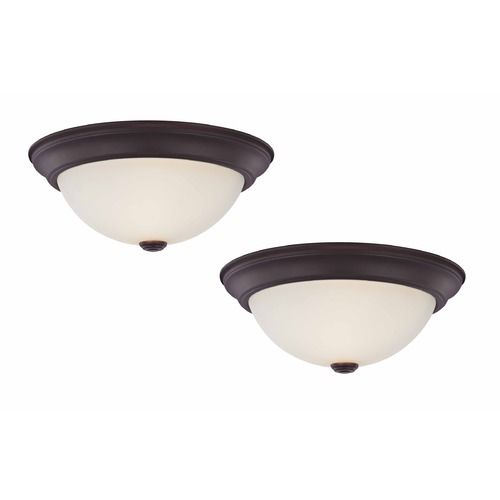 Design Classics Lighting LED 13-Inch Bronze Flushmount Lights with White Glass - Pack of Two 613-30/WH  (2 PACK)