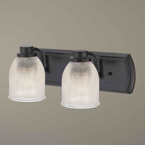 Design Classics Lighting 2-Light Bath Bar with Clear Prismatic Glass in Bronze Finish 1202-36 GL1058-FC