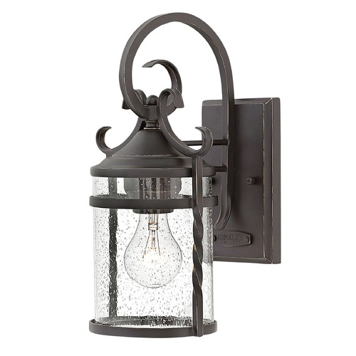 Traditional Seeded Glass Black Outdoor Wall Light by Hinkley Lighting