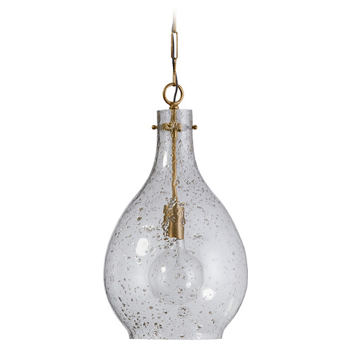 Capital Lighting Rabun Stone Seeded Glass Pendant in Patinaed Brass by Capital Lighting 333813PA-472