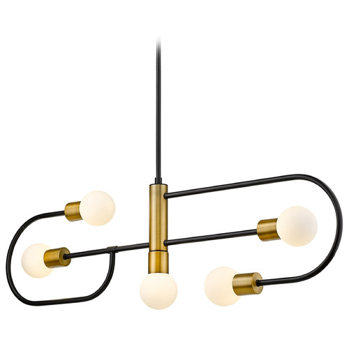 Z-Lite Neutra Matte Black & Foundry Brass Linear Light by Z-Lite 621-5L-MB-FB