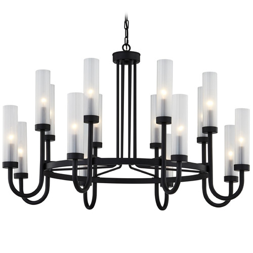 Justice Design Anchor 42 Inch Chandelier Black Clear Frosted