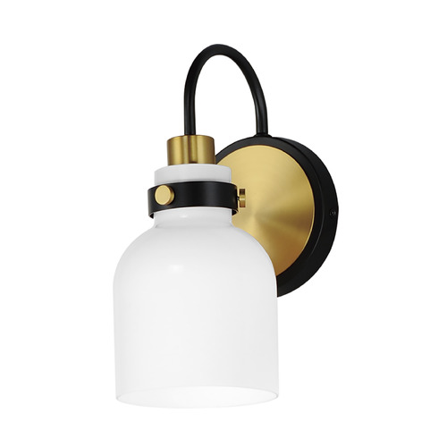 Maxim Lighting Milk Satin Brass & Black Sconce by Maxim Lighting 12331WTBKSBR