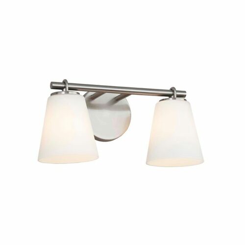 Justice Design Group Alpino 2-Light Bath Light in Nickel by Evolv by Justice Design Group FSN-8032-OPAL-NCKL