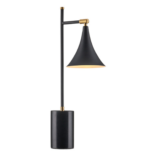 Currey and Company Bibliophile Matte Black & Matte Brass LED Table Lamp with Bell Shade