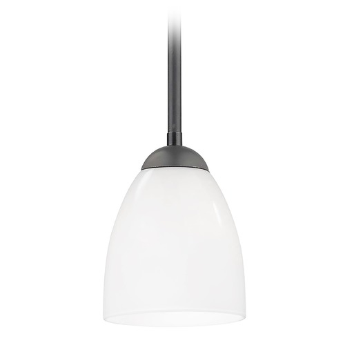 Modern Mini-Pendant Light with Opal White Bell Glass Shade