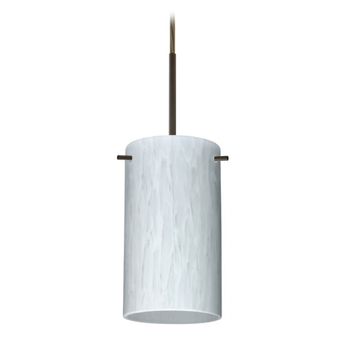 Besa Lighting Besa Lighting Stilo Bronze LED Mini-Pendant Light with Cylindrical Shade 1BT-440419-LED-BR